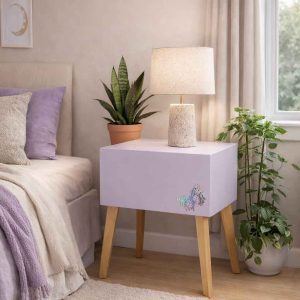 Buro mesa de noche con led  Lila